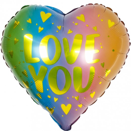 Купить Шар Сердце Люблю Тебя золотые сердца - магазин воздушных шариков