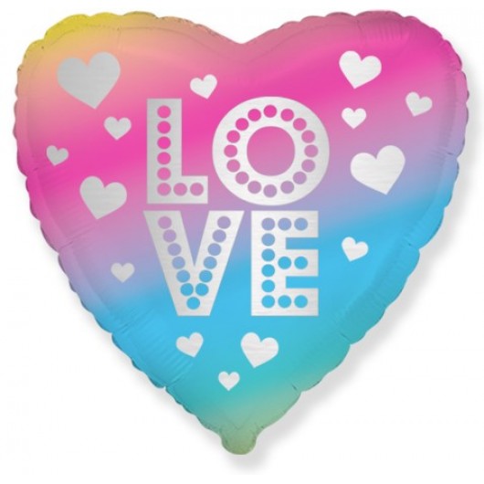 Купить Шар Сердце, Любовь (летящие сердца), Нежная радуга - магазин воздушных шариков