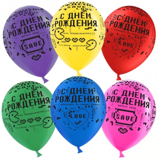 Купить Шарики С Днем Рождения (пиксели) - магазин воздушных шариков