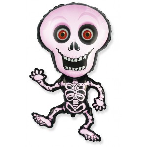 Шар (40''/102 см) Фигура, Танцующий скелет, Розовый