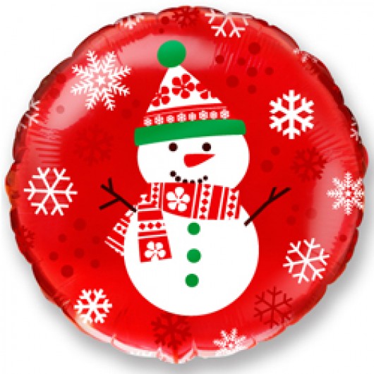 Купить Фольгированный шар Круг, Снеговик - магазин воздушных шариков