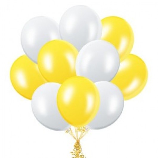 Купить Облако шаров (белый, желтый) - магазин воздушных шариков