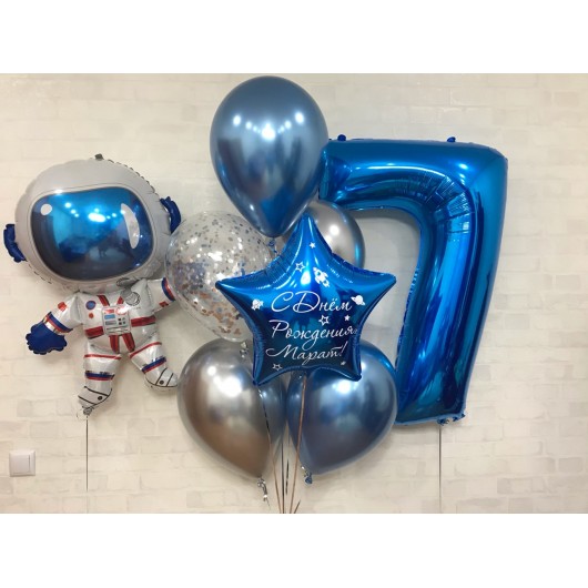 Купить Фонтан из воздушных шаров на день рождения (космонавт) - магазин воздушных шариков