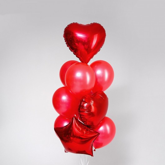 Купить Фонтан из шаров красные сердца и звезды - магазин воздушных шариков