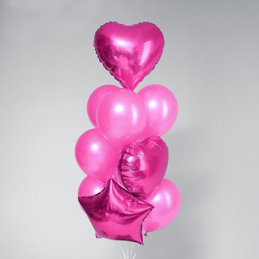 Купить Фонтан из шаров розовое сердце и звезда - магазин воздушных шариков