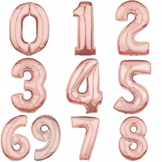 Купить Цифры фольгированные розовое золото - магазин воздушных шариков
