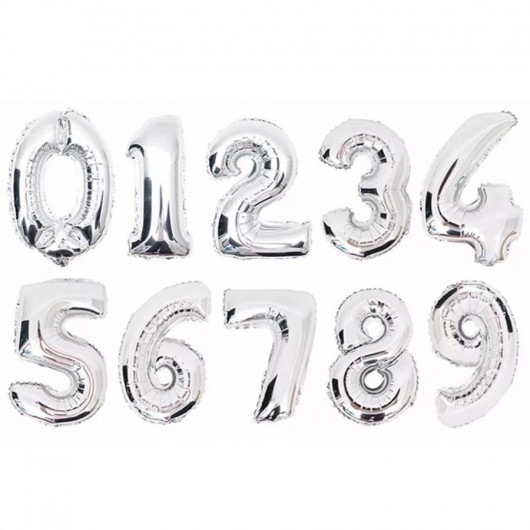 Купить Цифры фольгированные серебро - магазин воздушных шариков