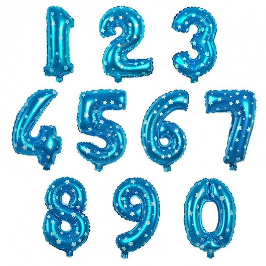 Купить Шар Цифра звезды, Синий 102 см - магазин воздушных шариков