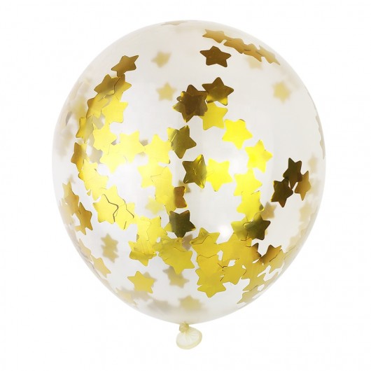 Купить Шар с конфетти (звезды золото) - магазин воздушных шариков