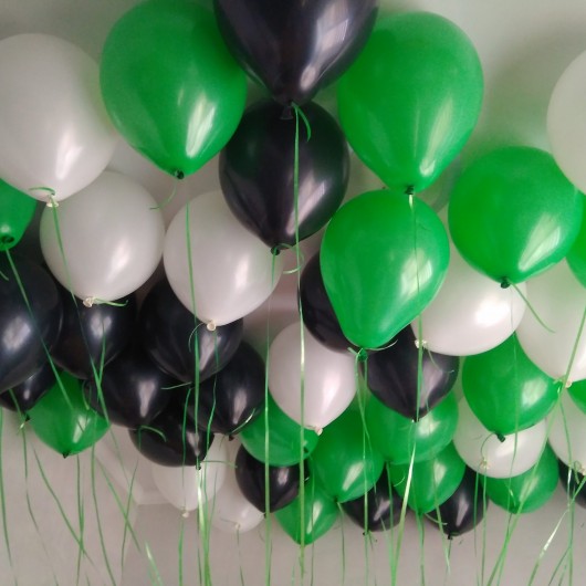 Купить Шары под потолок зеленый-черно-белый - магазин воздушных шариков