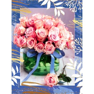 Открытка, Букет роз с блестками, 20,8*27,6 см