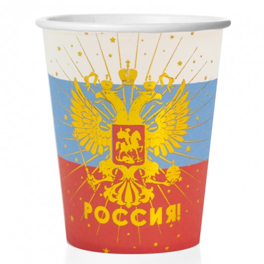 Купить Стаканы Россия герб 6 шт. 250 мл - магазин воздушных шариков