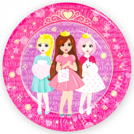 Купить Тарелки Куклы-принцессы 6 шт. 23 см - магазин воздушных шариков