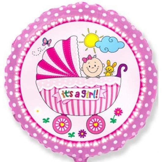 Купить Шар Круг Детская коляска для девочки - магазин воздушных шариков